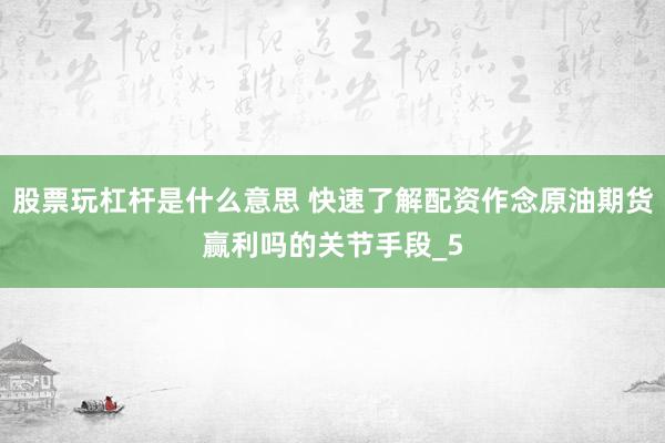 股票玩杠杆是什么意思 快速了解配资作念原油期货赢利吗的关节手段_5