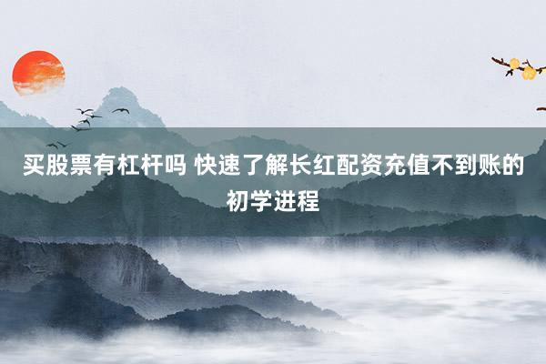 买股票有杠杆吗 快速了解长红配资充值不到账的初学进程